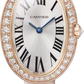 Cartier Baignoire Rose Gold 31.6 MM - Light Pink Brushed Calfskin Strap - Diamond Bezel - Silvered Dial - WJBA0027