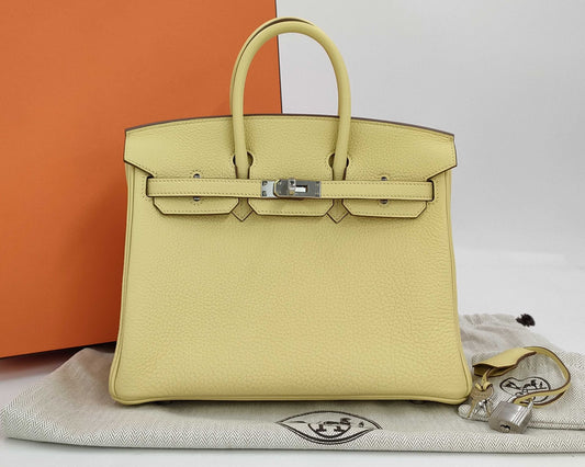Hermès Birkin 25 - Jaune Poussin - Togo - Palladium Hardware - B25JPTPHW