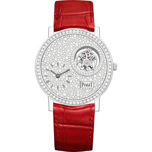 Piaget Altiplano - White Gold 38 MM - Red Leather Strap - Diamond Bezel - Diamond Dial - G0A45034