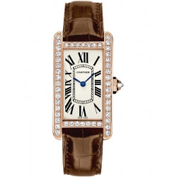 Cartier - Tank Americaine - Ladies Watch - 23.0 x 42.0 MM - Rose Gold - Silvered Dial - Diamond Bezel - WB704751