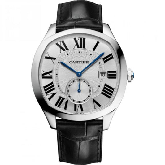 Cartier Drive de Cartier Men's Watch - Stainless Steel - 41 MM - Silver Dial Alligator Leather Strap - WSNM0015