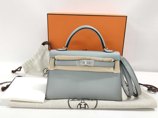 Hermès Kelly Sellier 20 - Blue Glacier Epsom - Palladium Hardware - K20BGEPHW