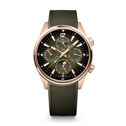 JLC - Polaris Perpetual Calendar - 42 MM - Pink Gold - Shaded Green Dial - Green Rubber Strap - Q908263J