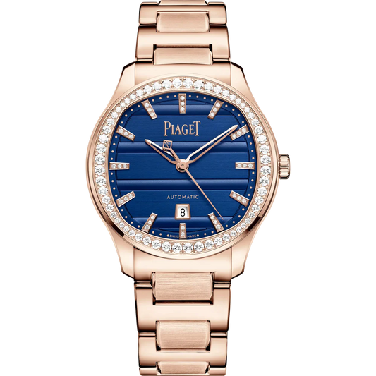 Piaget Polo Signature Date - Rose Gold - 36 MM - Rose Gold Bracelet - Diamond Bezel - Diamond-Set Blue Dial - G0A51036