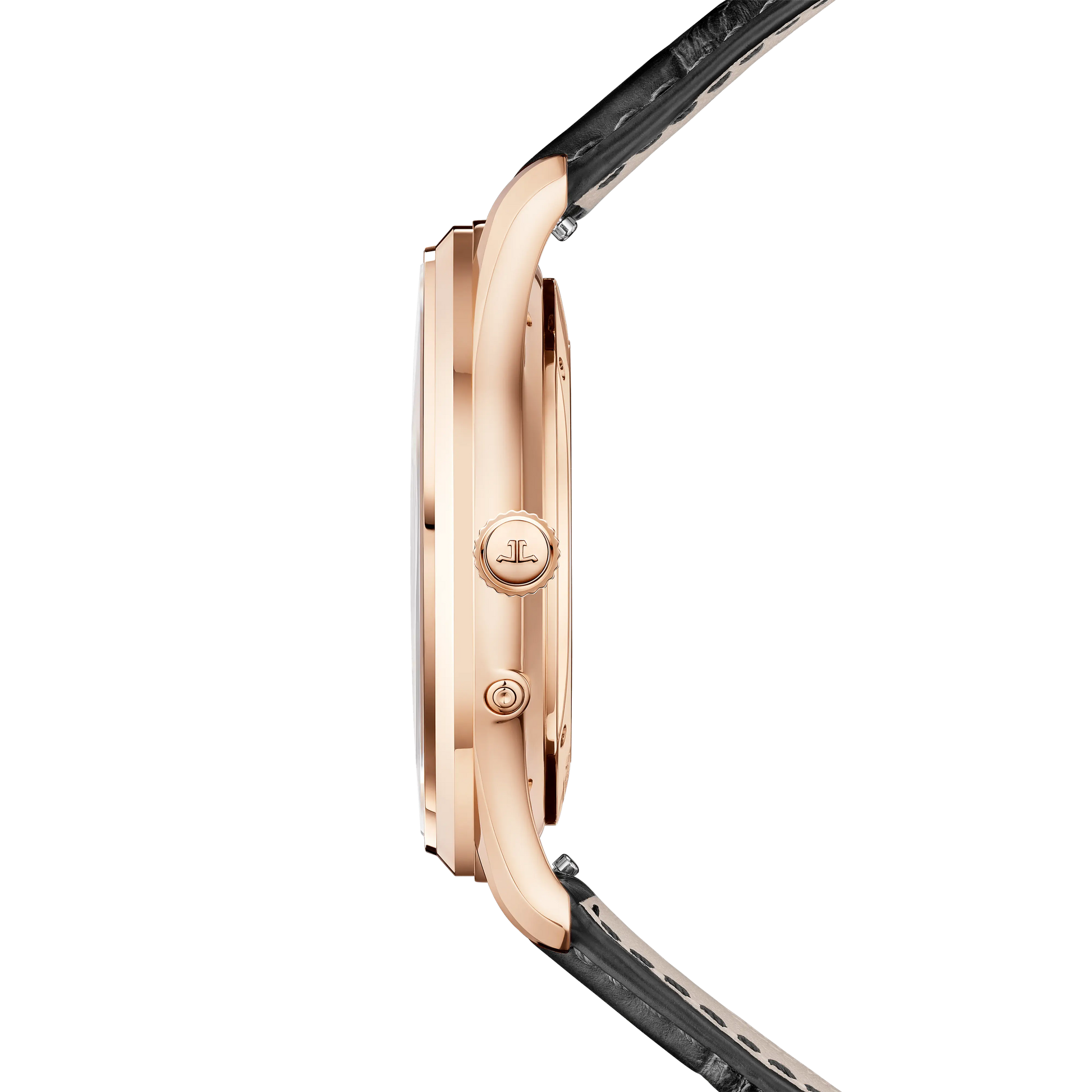 JLC - Master Ultra Thin Moon - 39 MM - Pink Gold - Eggshell Beige Dial - Black Leather Strap - Q1362511