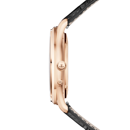 JLC - Master Ultra Thin Moon - 39 MM - Pink Gold - Eggshell Beige Dial - Black Leather Strap - Q1362511