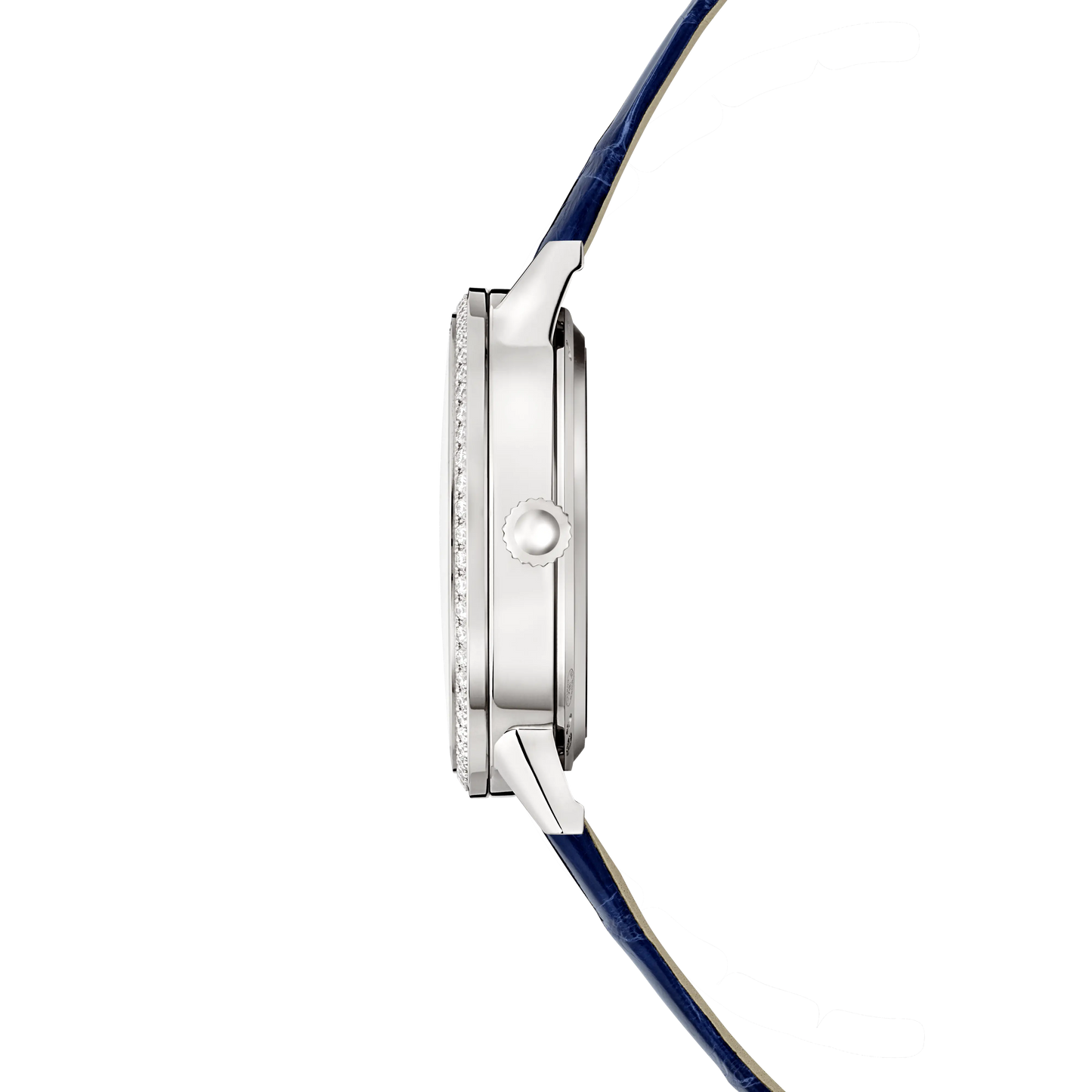 JLC - Rendez-Vous Classic Night & Day - 29 MM - Stainless Steel - Silvered-Gray Guilloché Dial - Diamond Bezel - Blue Leather Strap - Q3468430