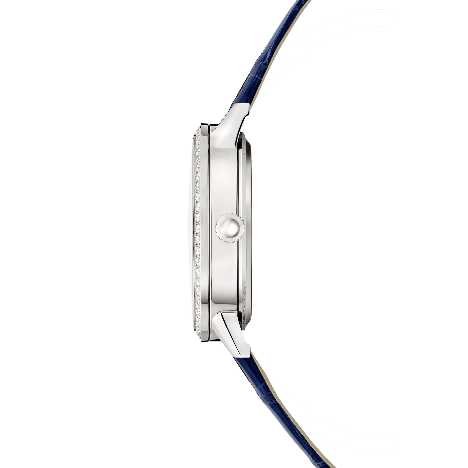 JLC - Rendez-Vous Classic Night & Day - 29 MM - Stainless Steel - Silvered-Gray Guilloché Dial - Diamond Bezel - Blue Leather Strap - Q3468430