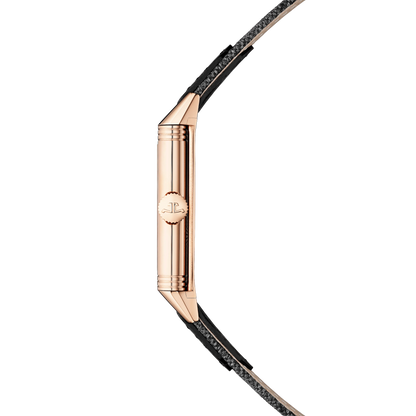 JLC - Reverso Tribute Monoface Small Seconds - 45.6 MM x 27.4 MM - Pink Gold - Silvered-Gray Dial - Black Leather/Canvas Strap - Q7132521