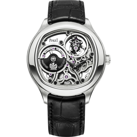 Piaget Polo Emperador - White Gold 46.5 MM - Black Leather Strap - Skeleton Dial - G0A40041