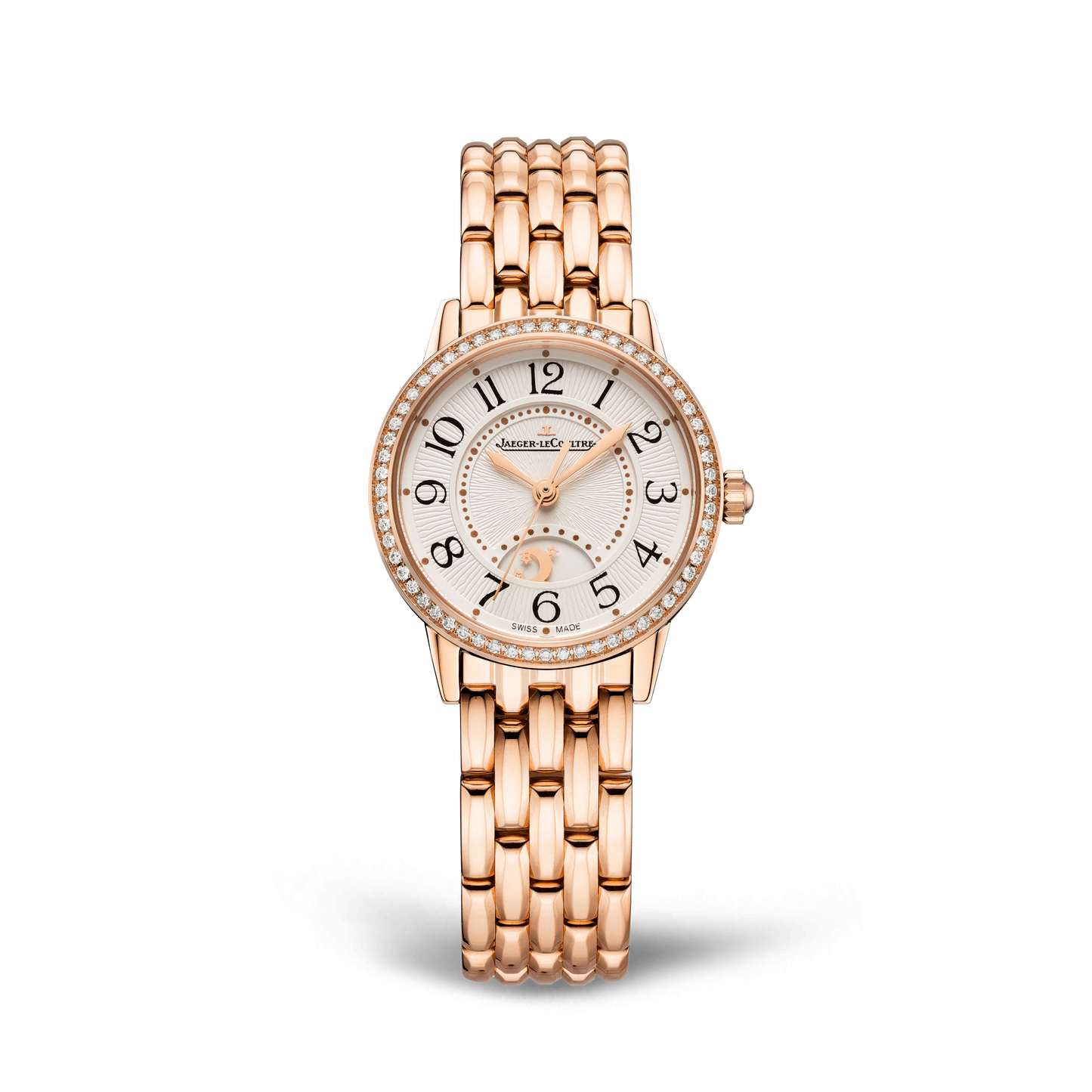 JLC - Rendez-Vous Classic Night & Day - 29 MM - Pink Gold - Silvered-Gray Guilloché Dial - Diamond Bezel - Pink Gold Bracelet - Q3462130