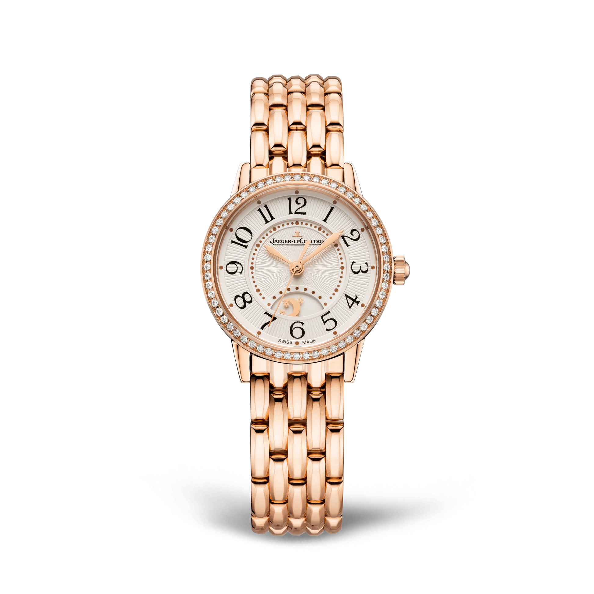 JLC - Rendez-Vous Classic Night & Day - 29 MM - Pink Gold - Silvered-Gray Guilloché Dial - Diamond Bezel - Pink Gold Bracelet - Q3462130