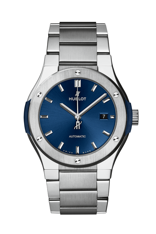 Hublot Classic Fusion Blue Titanium 42 MM - Blue Titanium Bracelet - Satin Blue Sunburst Dial - 548.NX.7170.NX