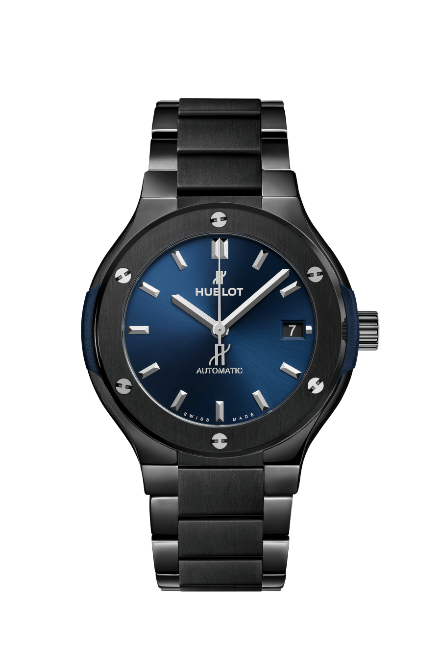 Hublot Classic Fusion Ceramic Blue 38 MM - Black Ceramic Bracelet - Satin Blue Sunburst Dial - 568.CM.7170.CM