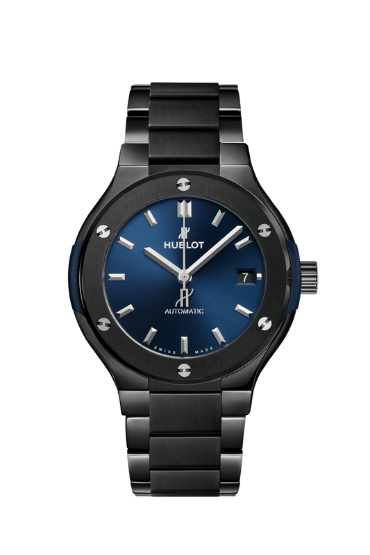 Hublot Classic Fusion Ceramic Blue 38 MM - Black Ceramic Bracelet - Satin Blue Sunburst Dial - 568.CM.7170.CM