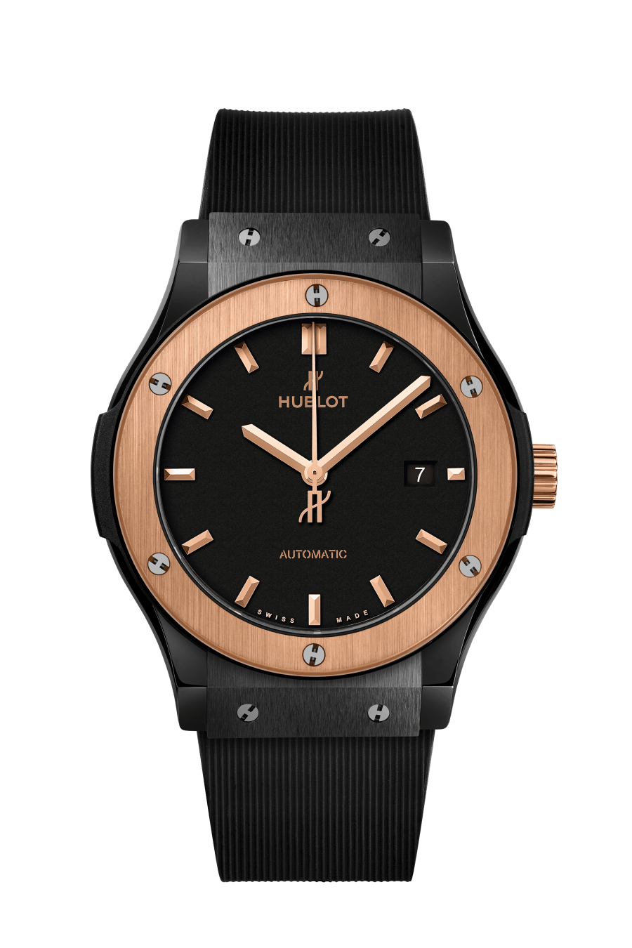 Hublot Classic Fusion Ceramic King Gold 42 MM - Black Rubber Strap - Matte Black Dial - 542.CO.1181.RX