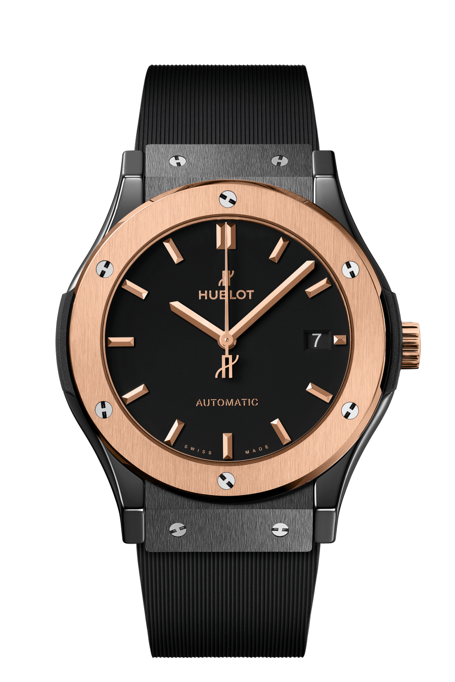 Hublot Classic Fusion Ceramic King Gold 45 MM - Black Rubber Strap - Matte Black Dial - 511.CO.1181.RX