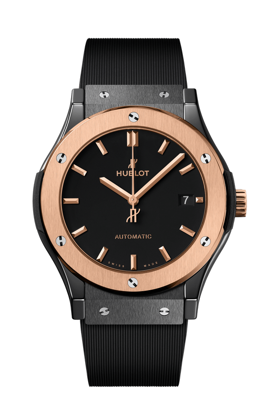 Hublot Classic Fusion Ceramic King Gold 45 MM - Black Rubber Strap - Matte Black Dial - 511.CO.1181.RX