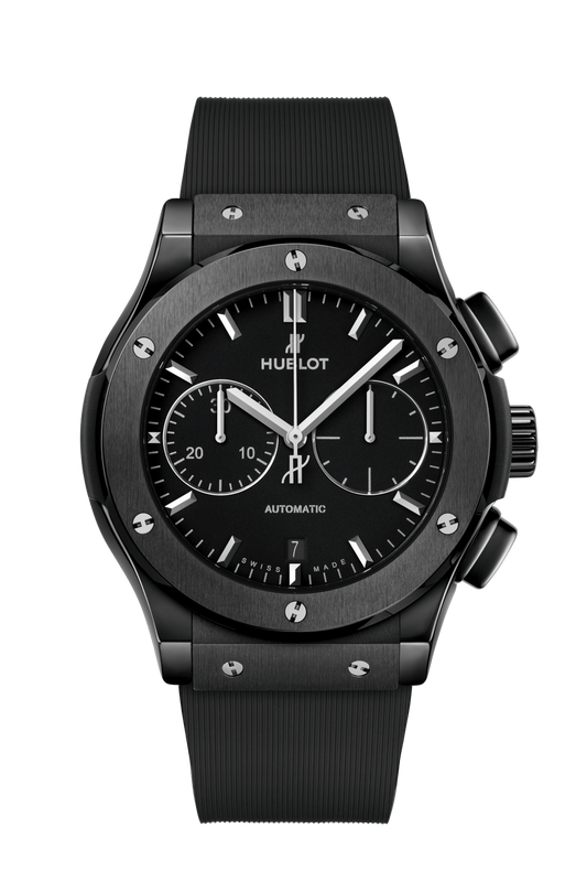 Hublot Classic Fusion Chronograph Black Magic 45 MM - Black Rubber Strap - Matte Black Dial - 521.CM.1171.RX