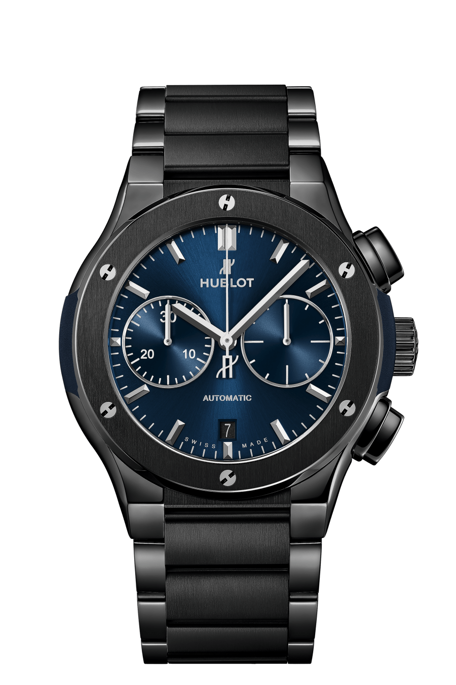 Hublot Classic Fusion Chronograph Ceramic Blue 45 MM -  Black Ceramic Bracelet - Satin Blue Sunburst Dial - 520.CM.7170.CM