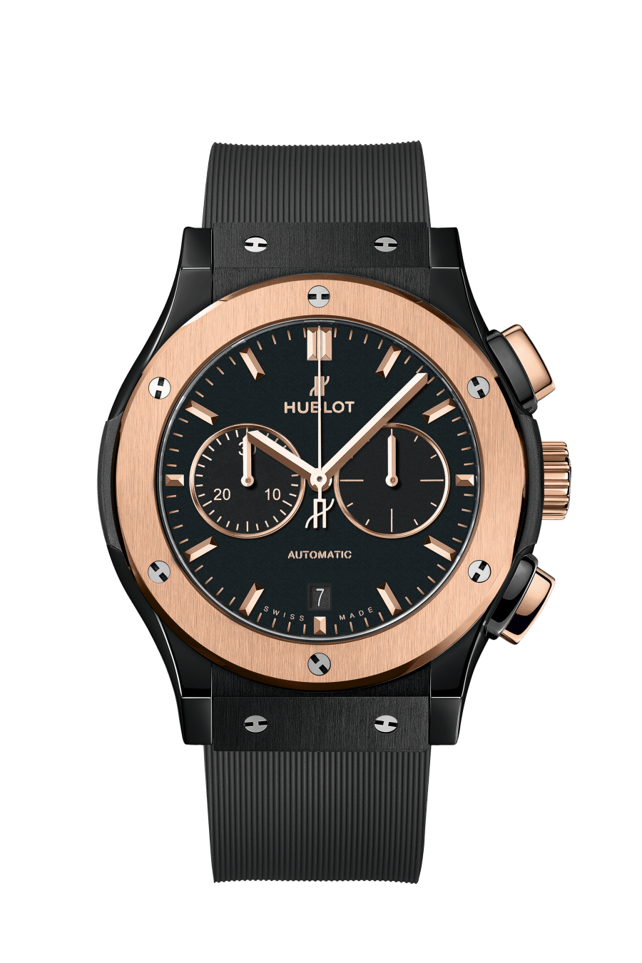 Hublot Classic Fusion Chronograph Ceramic King Gold 42 MM - Black Rubber Strap - Matte Black Dial - 541.CO.1181.RX