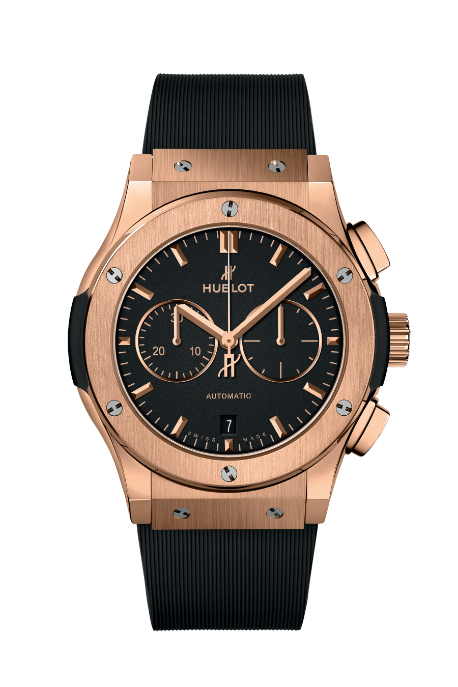 Hublot Classic Fusion Chronograph King Gold 42 MM - Black Rubber Strap - Matte Black Dial - 541.OX.1181.RX