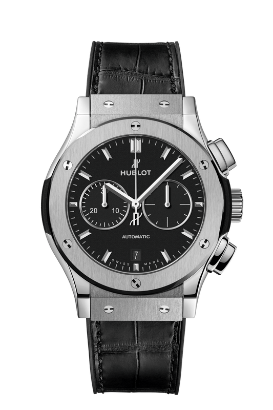 Hublot Classic Fusion Chronograph Titanium 42 MM - Black Rubber and Alligator Strap - Matte Black Dial - 541.NX.1171.LR