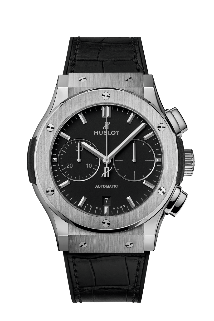 Hublot Classic Fusion Chronograph Titanium 45 MM - Black Rubber and Alligator Strap - Matte Black Dial - 521.NX.1171.LR