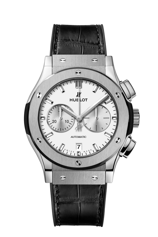 Hublot Classic Fusion Chronograph Titanium 42 MM - Black Rubber and Alligator Strap - Opaline Dial - 541.NX.2611.LR