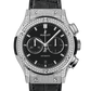 Hublot Classic Fusion Chronograph Titanium Pave 42 MM - Black Rubber and Alligator Strap - Diamond Bezel - Matte Black Dial - 541.NX.1171.LR.1704