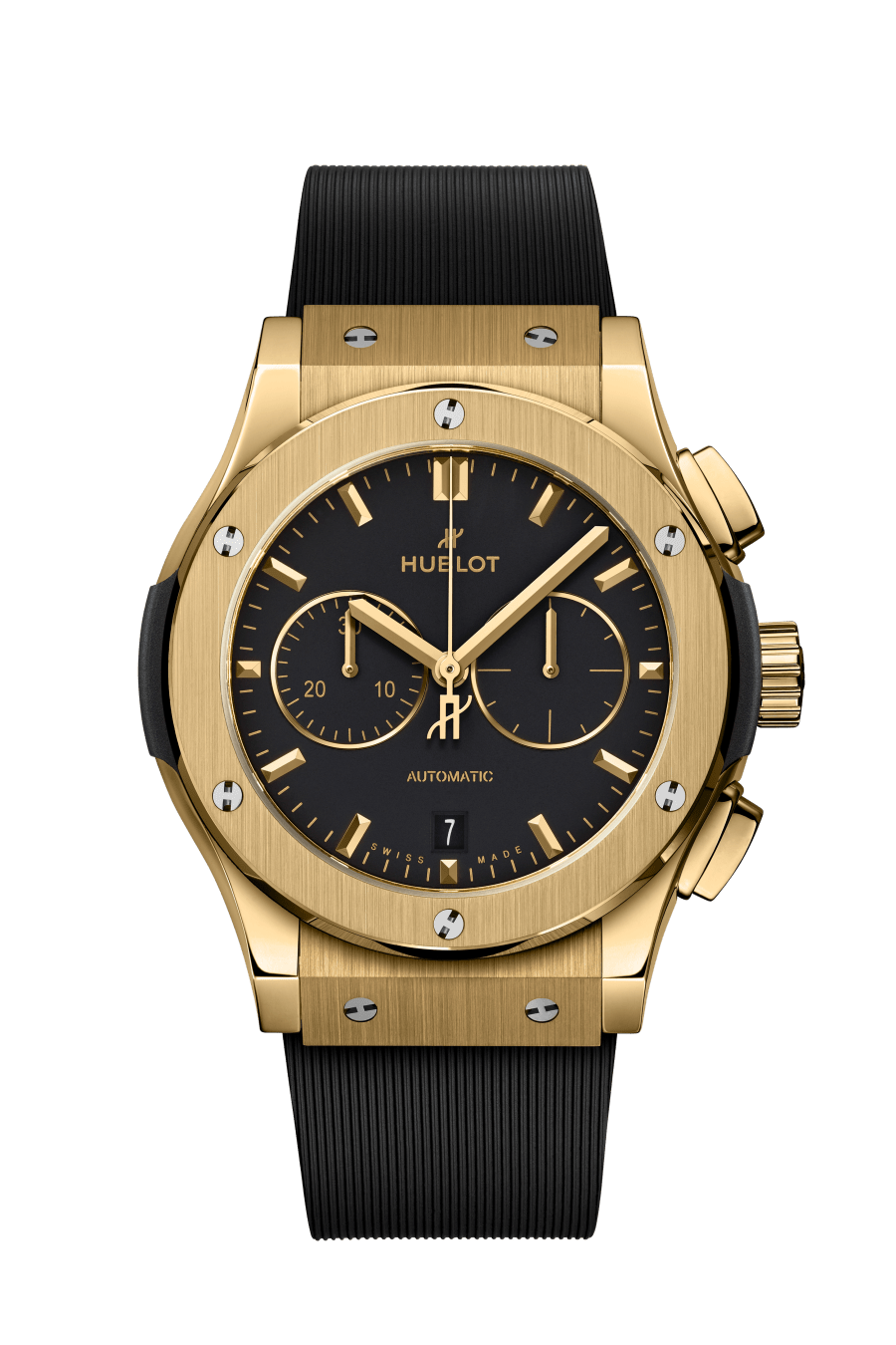 Hublot Classic Fusion Chronograph Yellow Gold 42 MM - Black Rubber Strap - Matte Black Dial - 541.VX.1130.RX