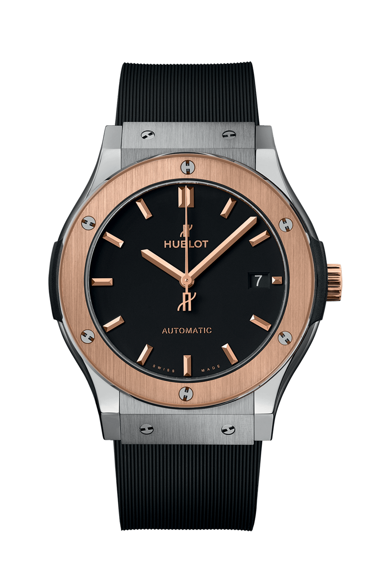 Hublot Classic Fusion Titanium King Gold 45 MM - Black Rubber Strap - Black Dial - 511.NO.1181.RX