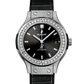 Hublot Classic Fusion Titanium Pave 38 MM - Black Rubber and Alligator Strap - Diamond Bezel - Matte Black Dial - 565.NX.1470.LR.1604