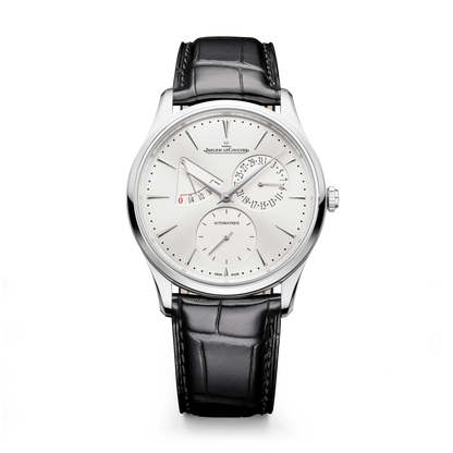 JLC - Master Ultra Thin Power Reserve - 39 MM - Stainless Steel - Silvered-Gray Dial - Black Leather Strap - Q1378421