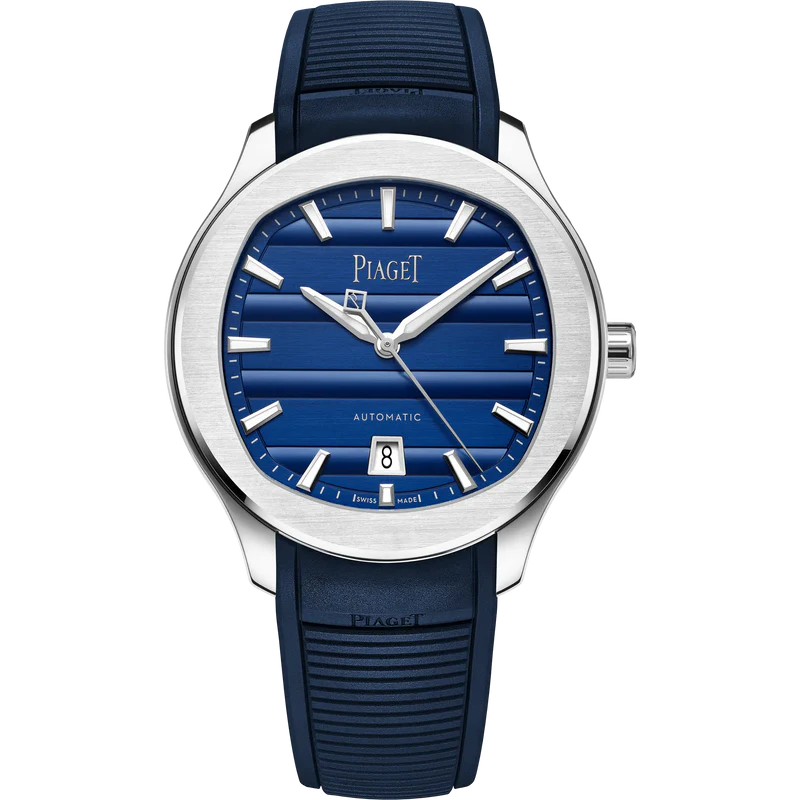 Piaget Polo Signature Date - Stainless Steel - 42 MM - Dark Blue Rubber Strap - Blue Dial - G0A51031