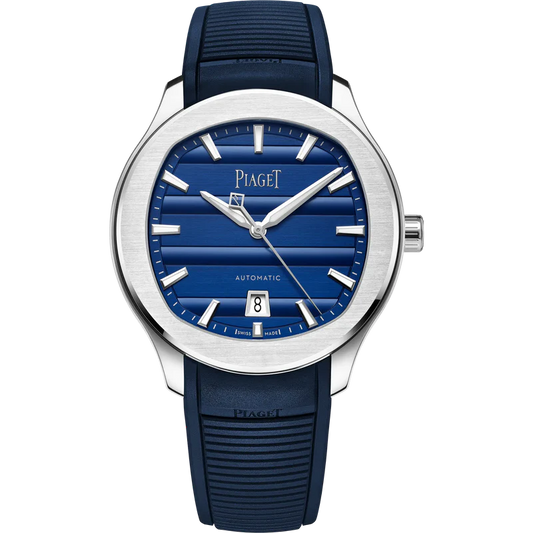 Piaget Polo Signature Date - Stainless Steel - 42 MM - Dark Blue Rubber Strap - Blue Dial - G0A51031