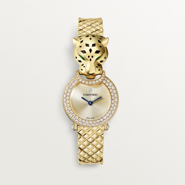 Cartier Panthére De Cartier Yellow Gold 23.6 MM - Yellow Gold Bracelet - Diamond Bezel - Golden dial - HPI01526