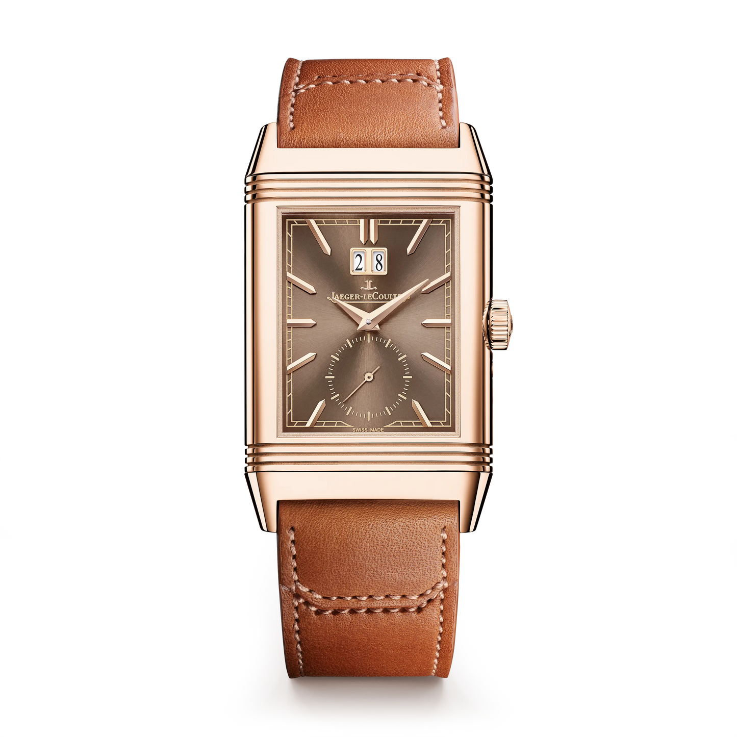 JLC - Reverso Tribute Geographic - Limited Edition - 49.4 MM x 29.9 MM - Pink Gold - Toffee Brown Dial - Brown Leather Strap - Q714256J
