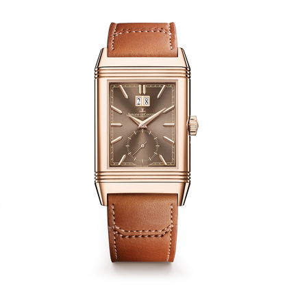 JLC - Reverso Tribute Geographic - Limited Edition - 49.4 MM x 29.9 MM - Pink Gold - Toffee Brown Dial - Brown Leather Strap - Q714256J