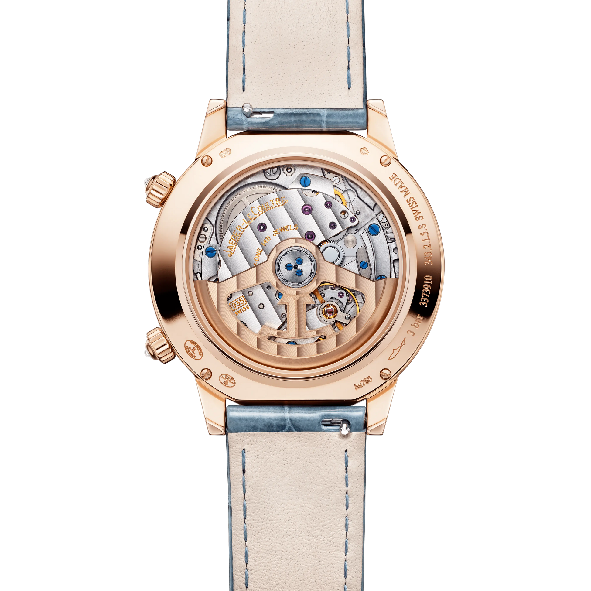 JLC - Rendez-Vous Jewellery Moon - 36 MM - Pink Gold - Blue 'Serenity' Asymmetrical Dial - Diamond Bezel - Blue Leather Strap - Q3522480