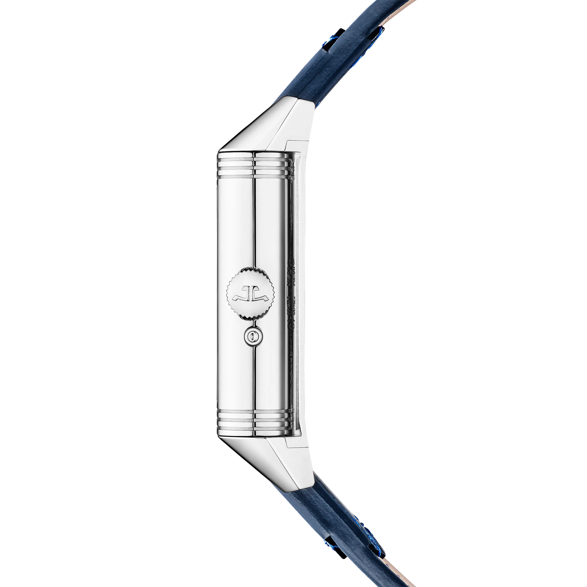 JLC - Reverso Tribute Geographic - 49.4 MM x 29.9 MM - Stainless Steel - Blue Dial - Blue Leather/Canvas Strap - Q714845J