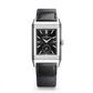 JLC - Reverso Tribute Duoface Small Seconds - 47 MM x 28.3 MM - Stainless Steel - Black/Silver Dial - Black Leather/Canvas Strap - Q398847J