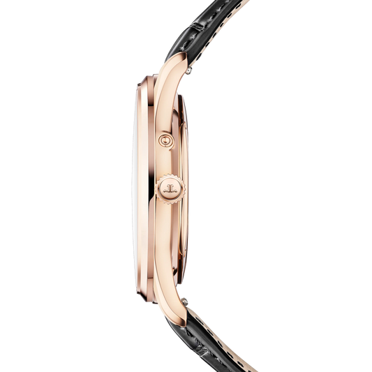 JLC - Master Ultra Thin Power Reserve - 39 MM - Pink Gold - Eggshell Beige Dial - Black Leather Strap - Q1372510