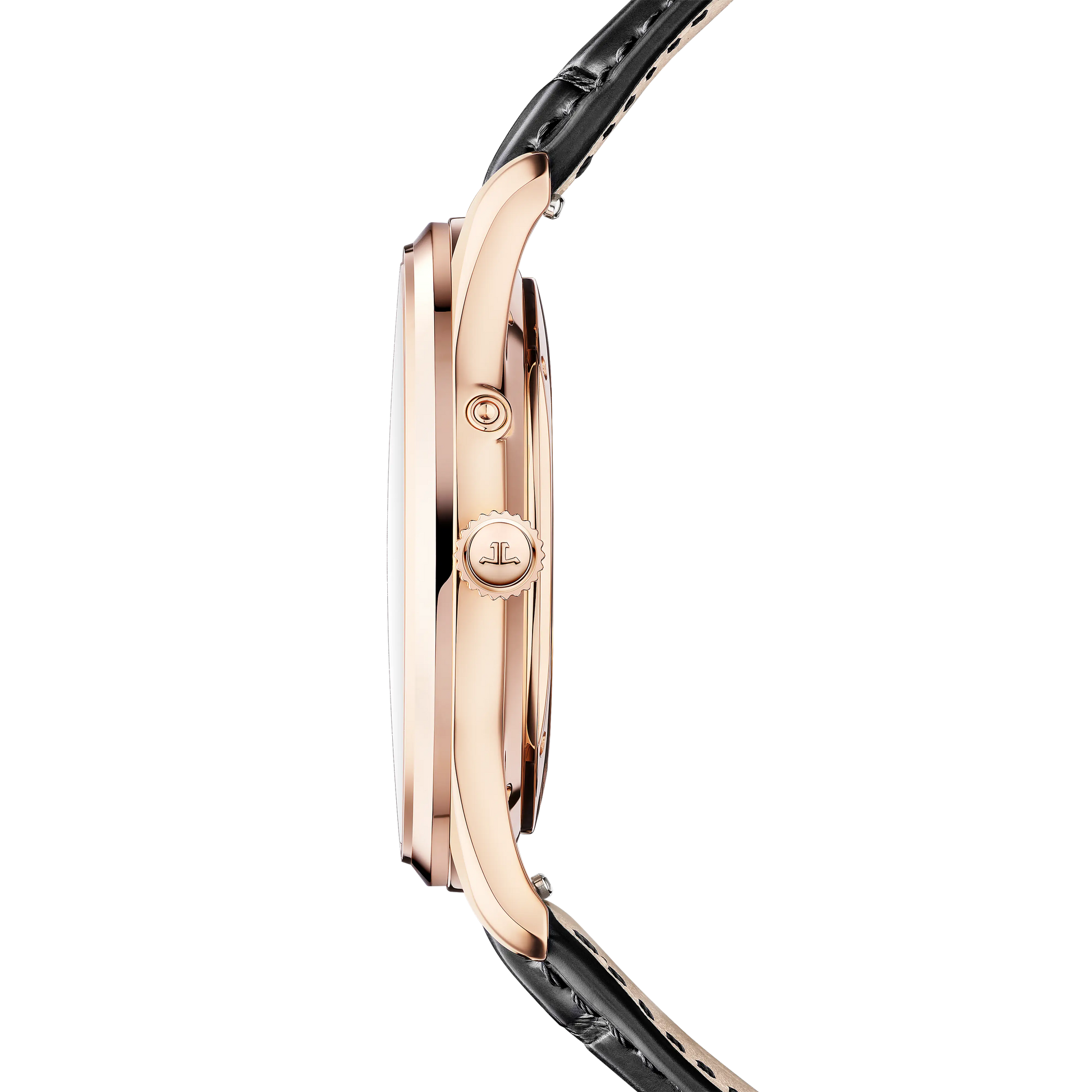 JLC - Master Ultra Thin Power Reserve - 39 MM - Pink Gold - Eggshell Beige Dial - Black Leather Strap - Q1372510