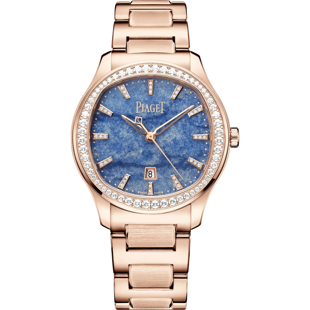 Piaget Polo Date - Rose Gold - 36 MM - Rose Gold Bracelet - Diamond Bezel - Diamond-Set Blue Quartz Dial - G0A51030