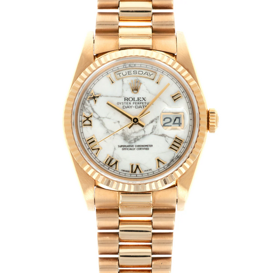 Rolex Day-Date - 36 MM - Yellow Gold - White Roman Dial - 18238 whr  nyc watcher nyc watches