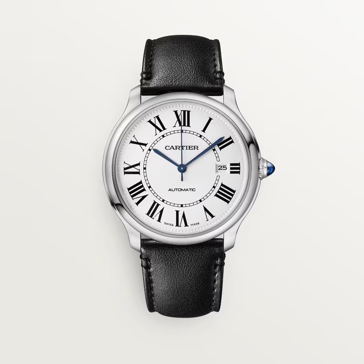 Cartier Ronde Must de Cartier Steel 40 MM - Black Strap - Silver Dial - WSRN0032