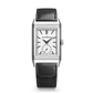 JLC - Reverso Tribute Monoface Small Seconds - 45.6 MM x 27.4 MM - Stainless Steel - Silvered-Gray Opaline Dial - Black Leather/Canvas Strap - Q713843J
