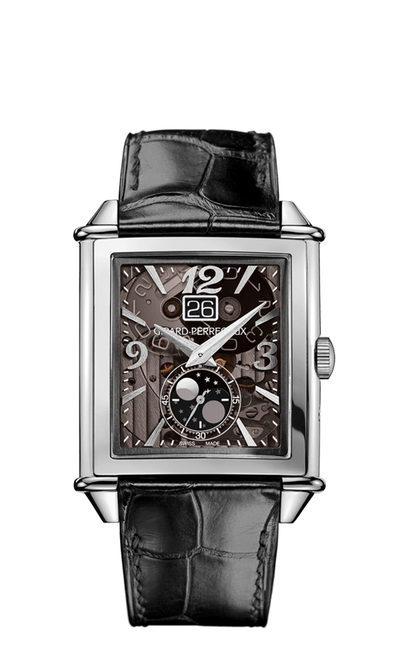 Girard-Perregaux Vintage 1945 Stainless Steel 36.10 x 35.25 MM - Black Leather Strap - Sapphire Dial - 25882-11-223-BB6B