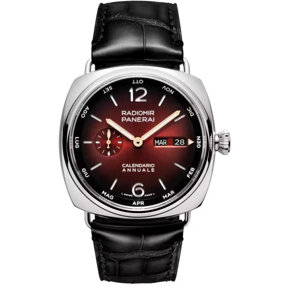 Panerai Radiomir Platinum 45 MM - Black Alligator Strap - Bordeaux Sun-brushed Dial - PAM01432